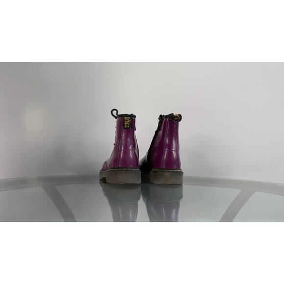 Doc Martens Delaney Purple Combat Boots Girl Sz 2 Air Wair Lace Up Zippered Side - Picture 6 of 11